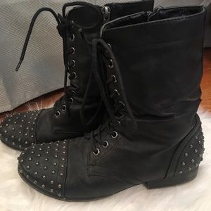 Black studded Madden Girl combat boots